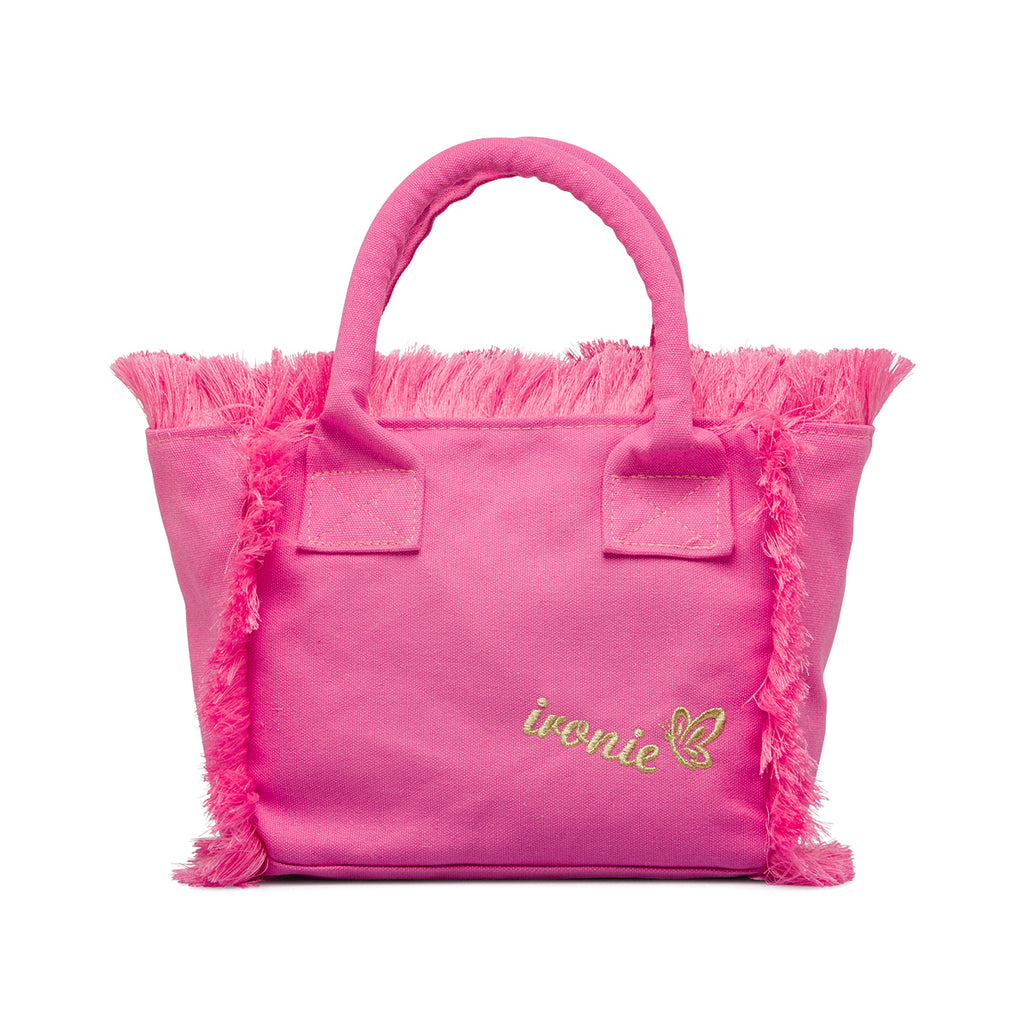 Borsa da mare Donna in tessuto Rosa con frange Ironie