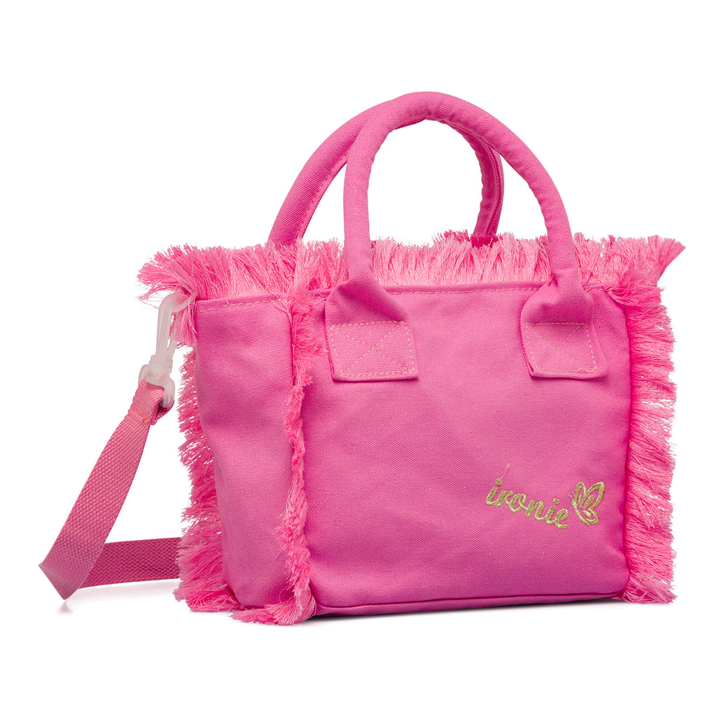 Borsa da mare Donna in tessuto Rosa con frange Ironie