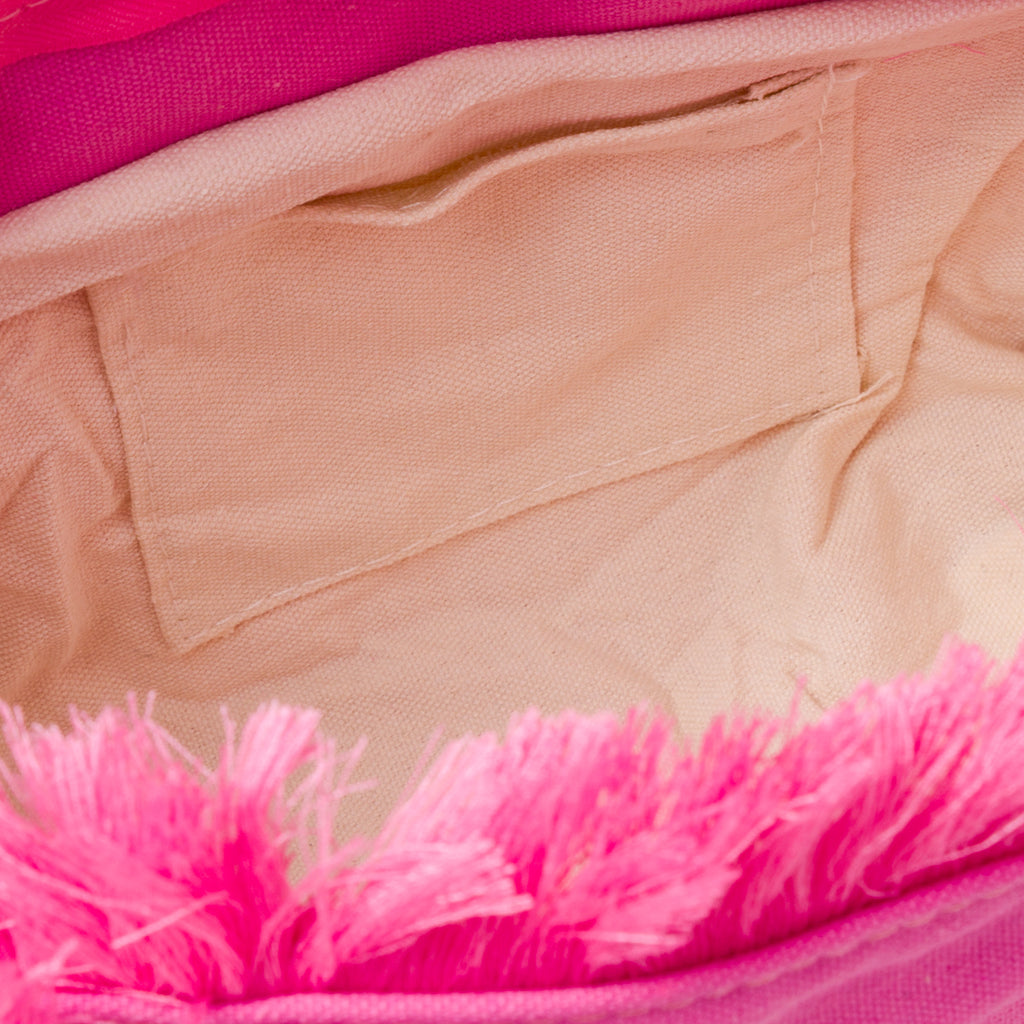 Borsa da mare Donna in tessuto Rosa con frange Ironie