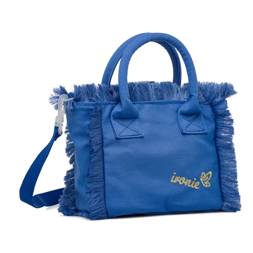 Borsa da mare Donna in tessuto Azzurro con frange Ironie