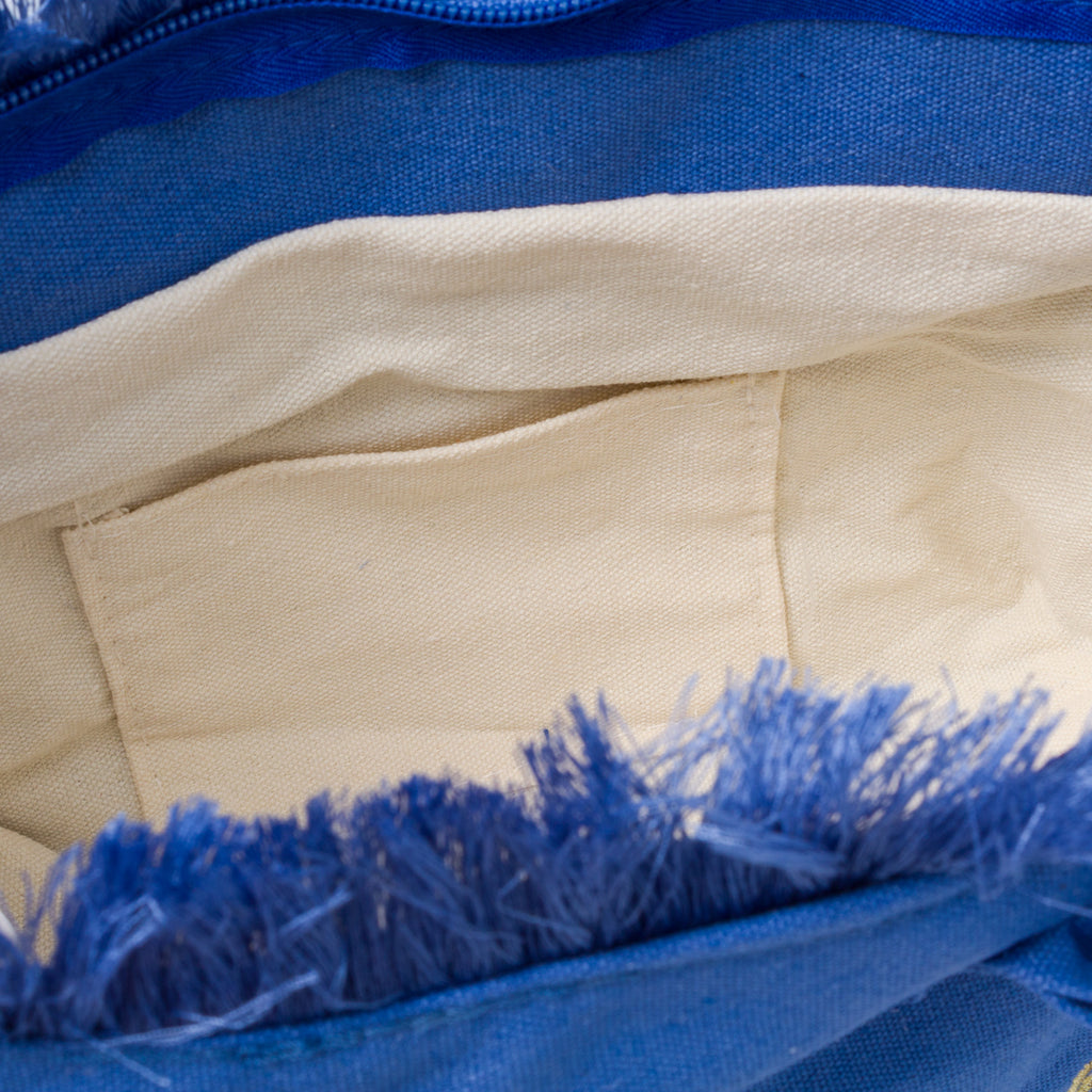 Borsa da mare Donna in tessuto Azzurro con frange Ironie