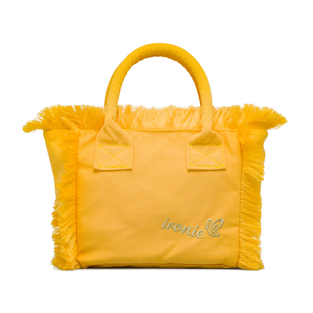 Borsa da mare Donna in tessuto Giallo con frange Ironie