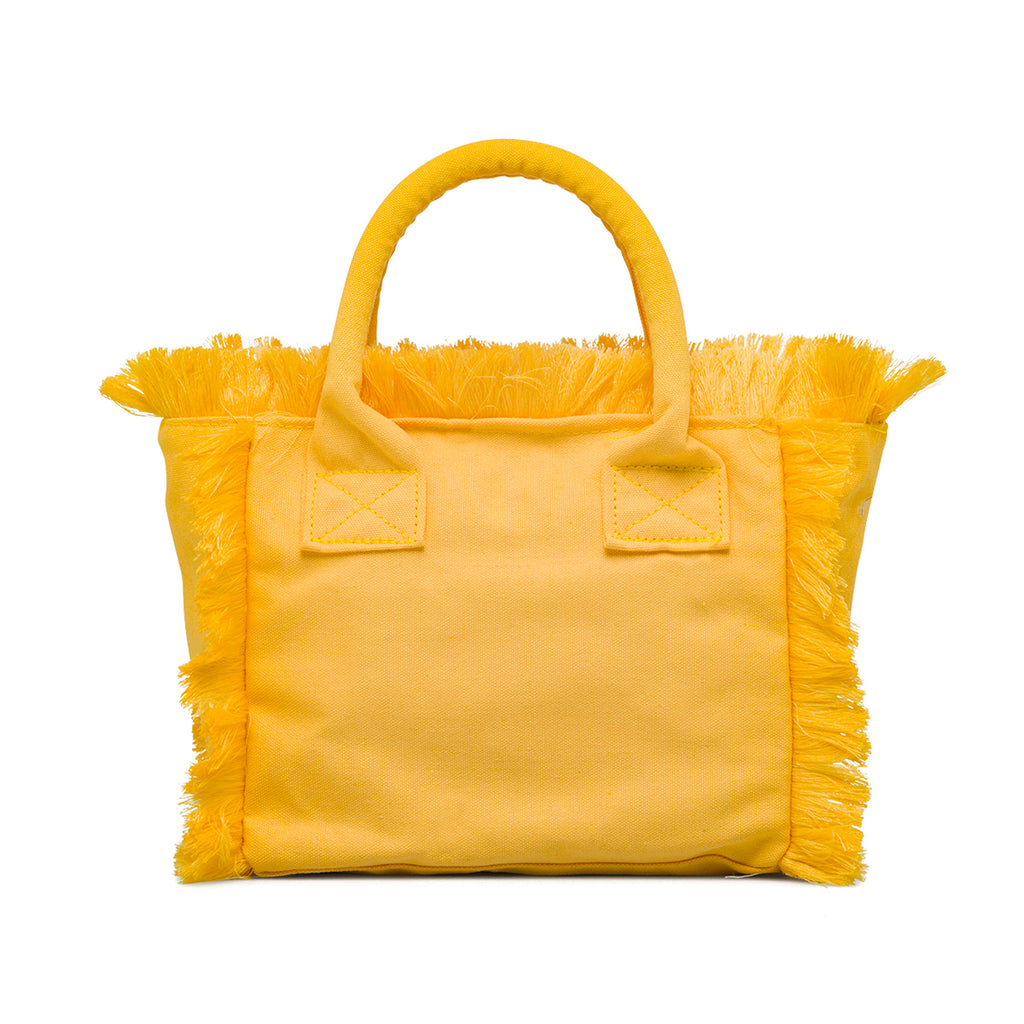 Borsa da mare Donna in tessuto Giallo con frange Ironie