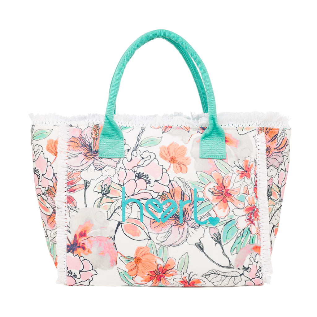 Borsa mare Azzurra da Donna con stampa Floreale e Frange Lora Ferres On The Beach