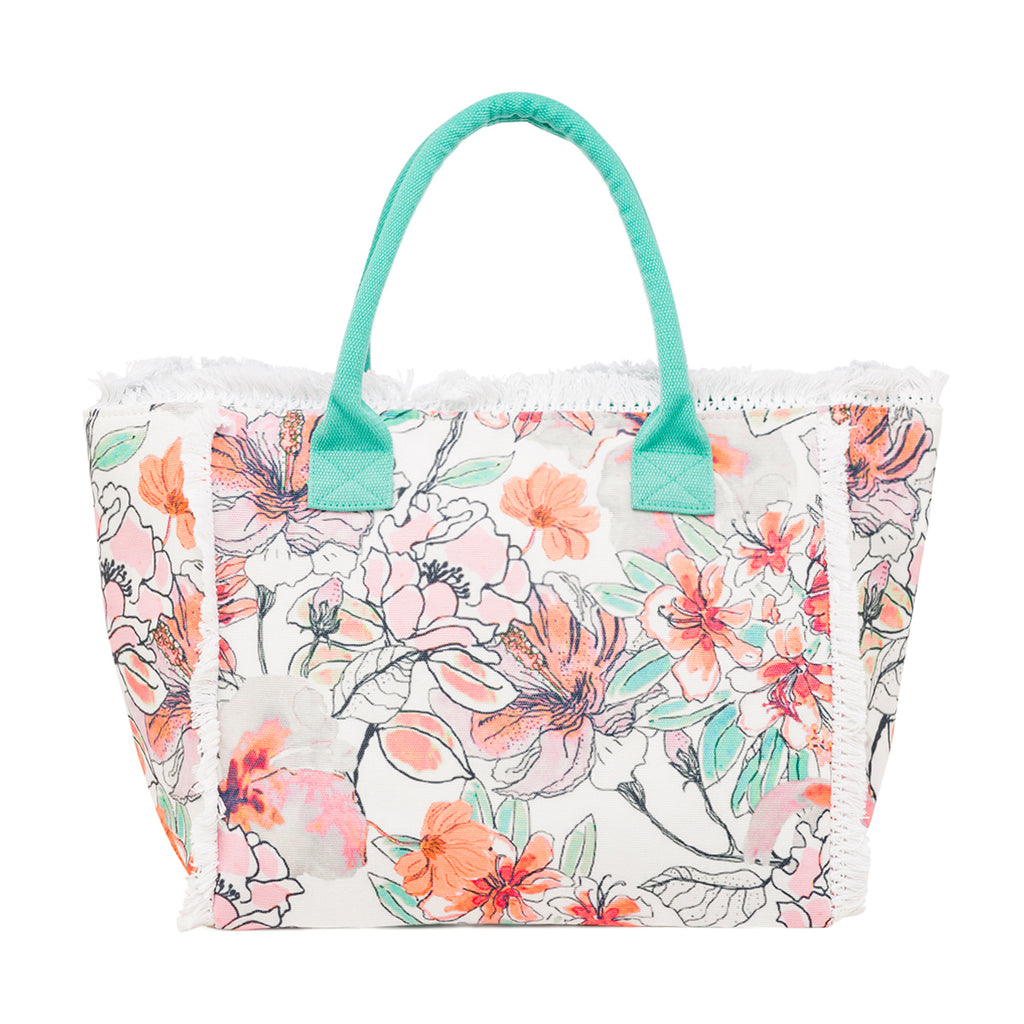 Borsa mare Azzurra da Donna con stampa Floreale e Frange Lora Ferres On The Beach