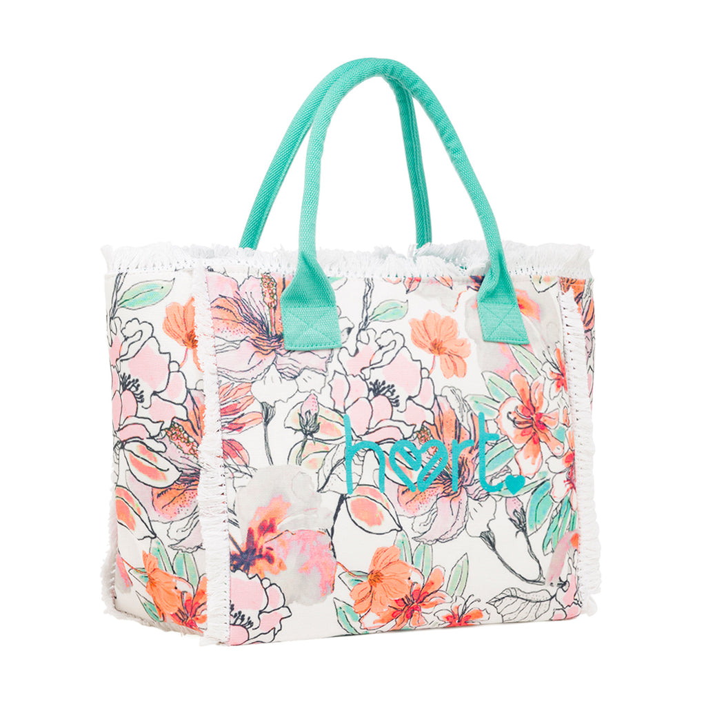 Borsa mare Azzurra da Donna con stampa Floreale e Frange Lora Ferres On The Beach