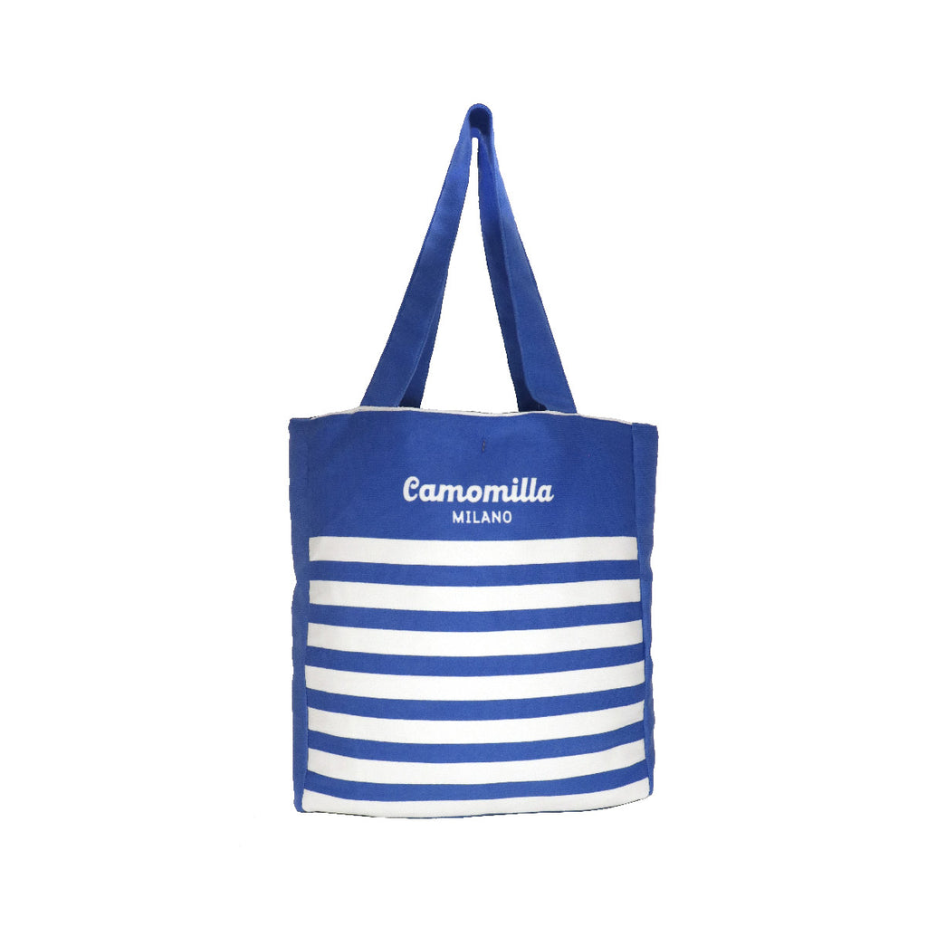 Borsa mare blu e bianca da Donna con stampa cuore Camomilla Milano