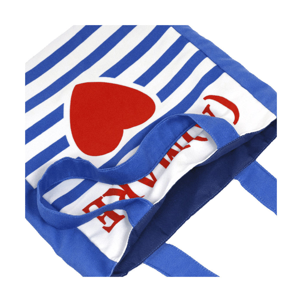 Borsa mare blu e bianca da Donna con stampa cuore Camomilla Milano