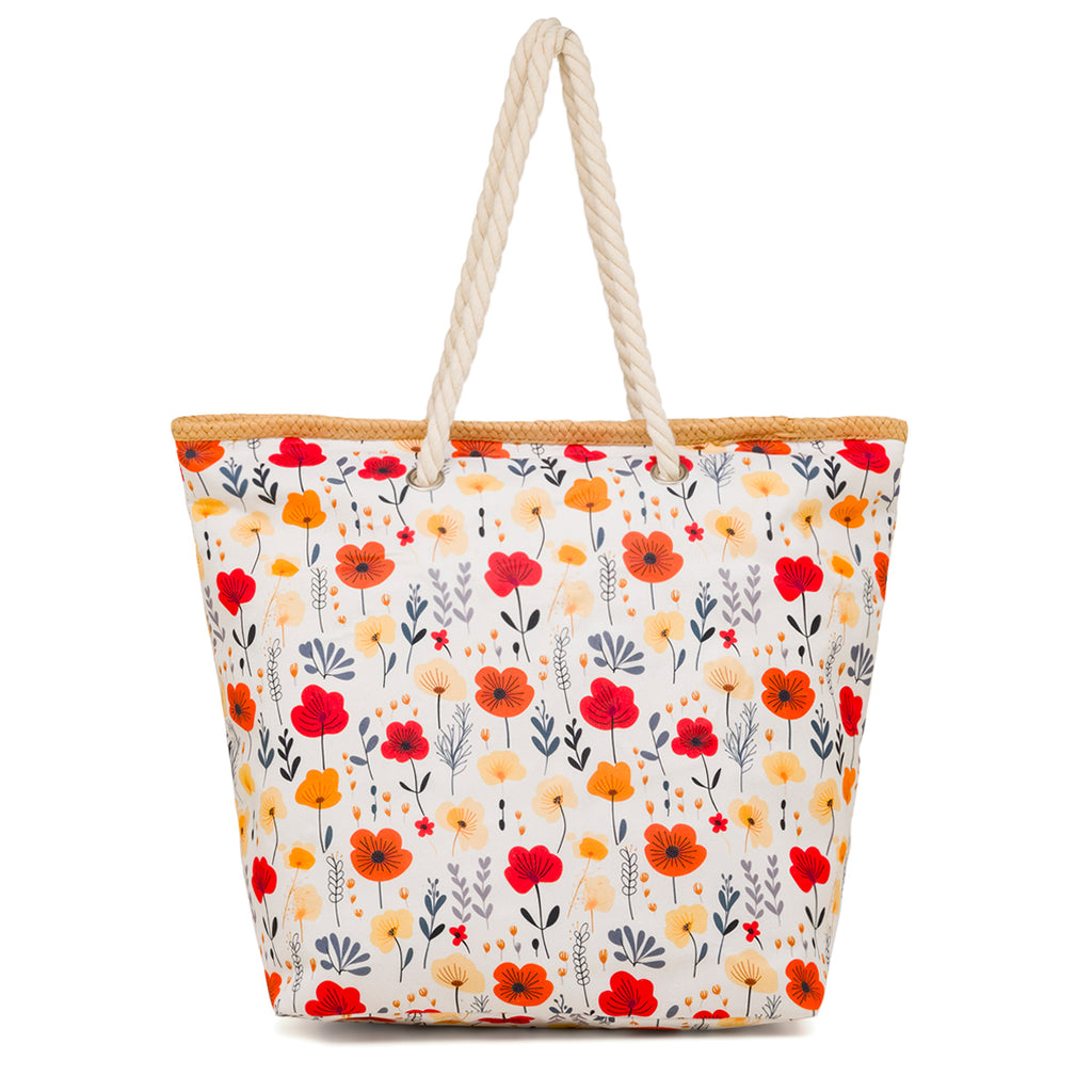 Borsa Mare con Tappetino Fantasia Floreale Manici in Corda Perfetta per la Spiaggia Camomilla Milano
