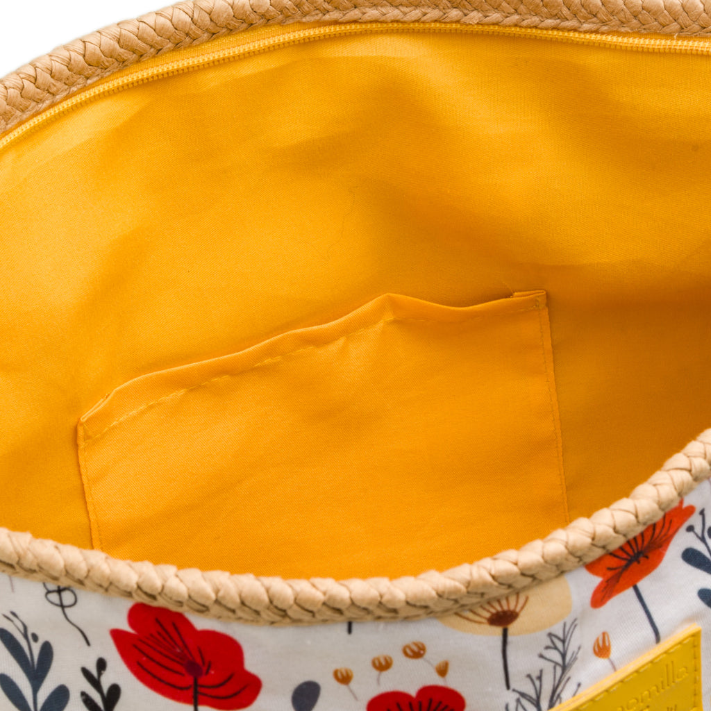 Borsa Mare con Tappetino Fantasia Floreale Manici in Corda Perfetta per la Spiaggia Camomilla Milano