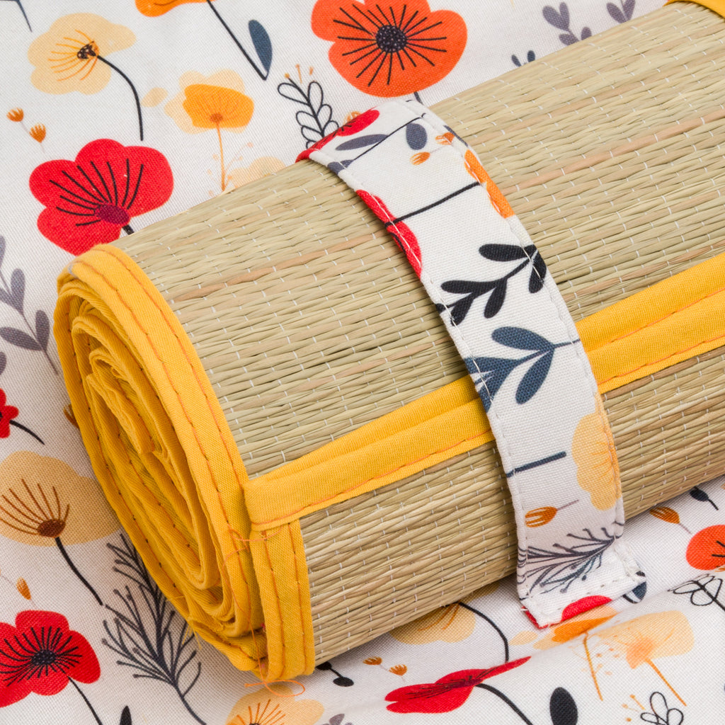 Borsa Mare con Tappetino Fantasia Floreale Manici in Corda Perfetta per la Spiaggia Camomilla Milano