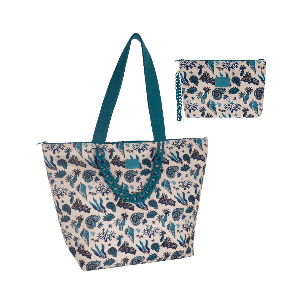 Borsa mare verde da Donna con stampa conchiglie Camomilla Milano