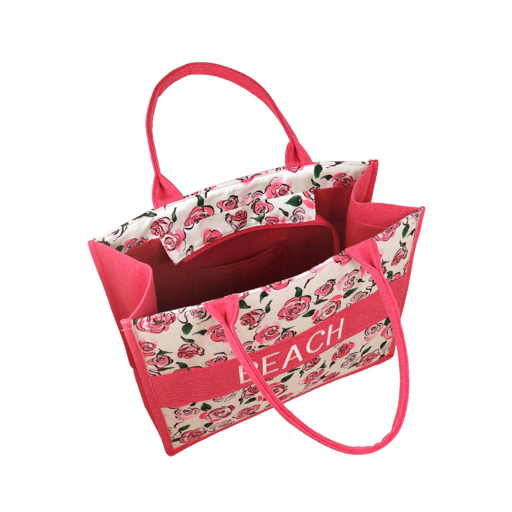 Borsa mare rosa con rose Camomilla Milano