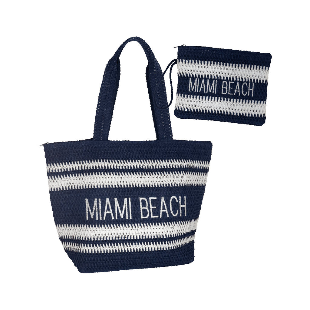 Borsa mare blu a righe da Donna effetto paglia Camomilla Milano