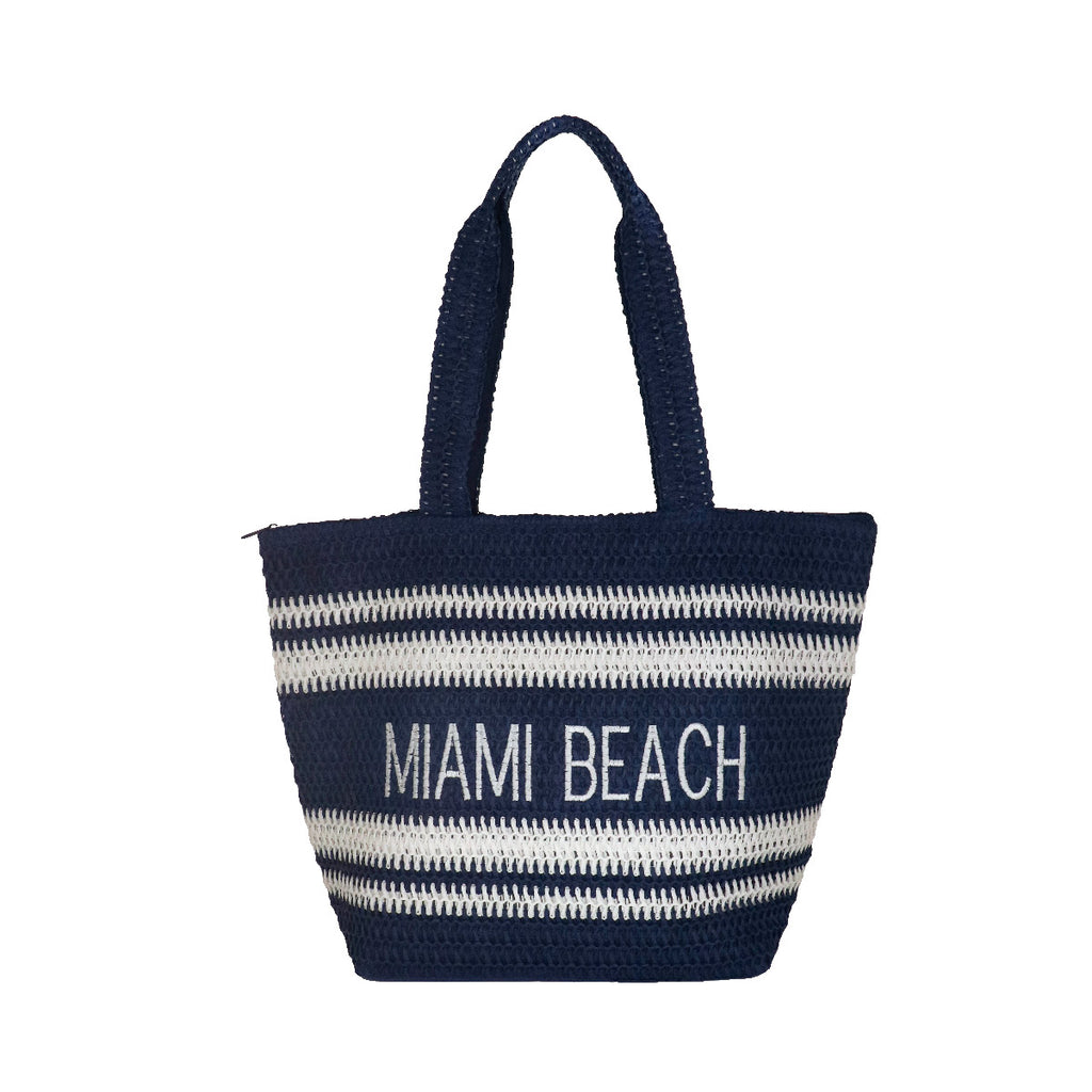 Borsa mare blu a righe da Donna effetto paglia Camomilla Milano