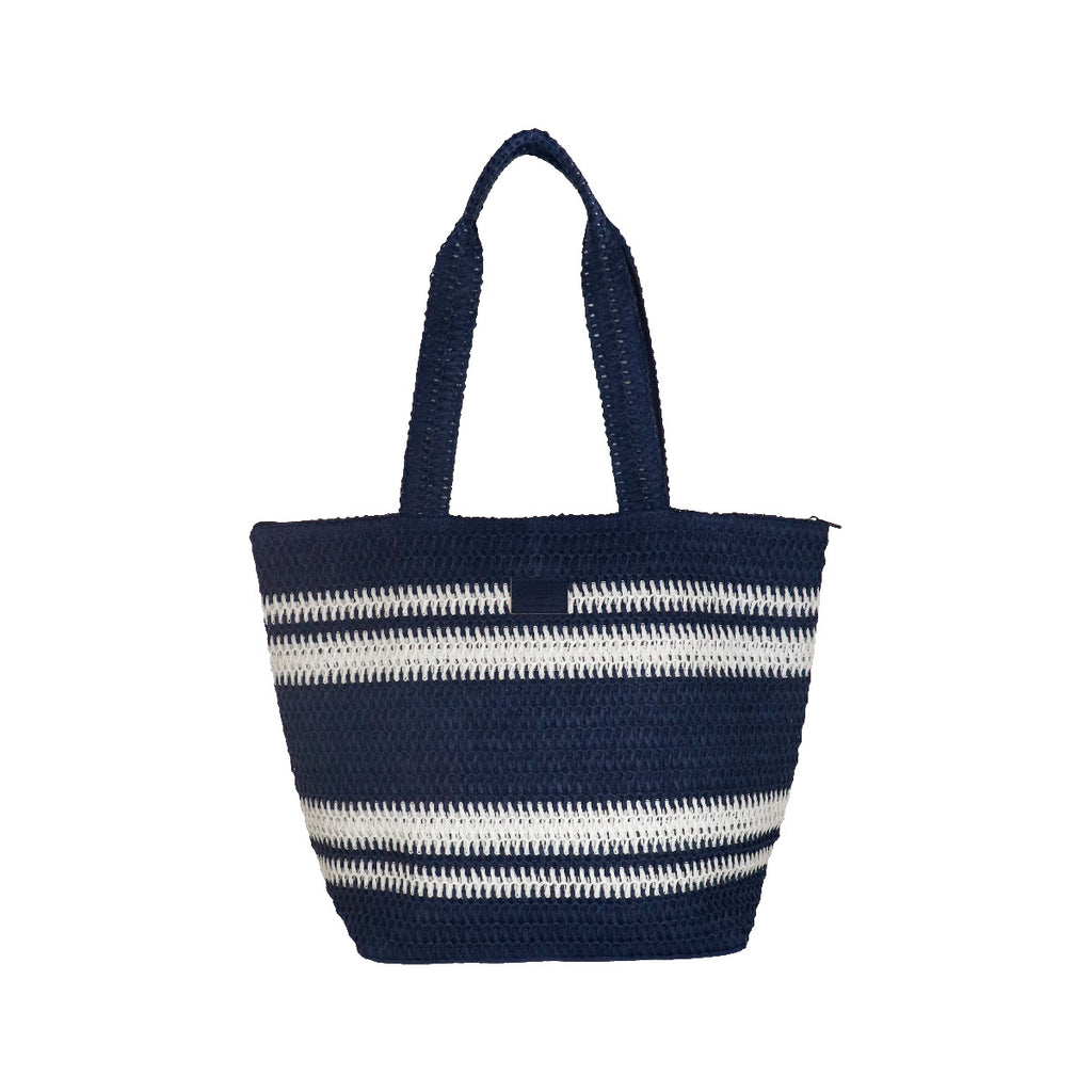 Borsa mare blu a righe da Donna effetto paglia Camomilla Milano