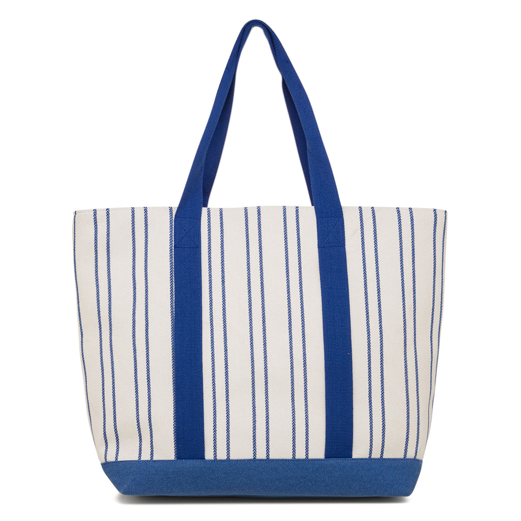 Borsa Mare in Tessuto a Righe Blu e Bianche con Doppi Manici Camomilla Milano