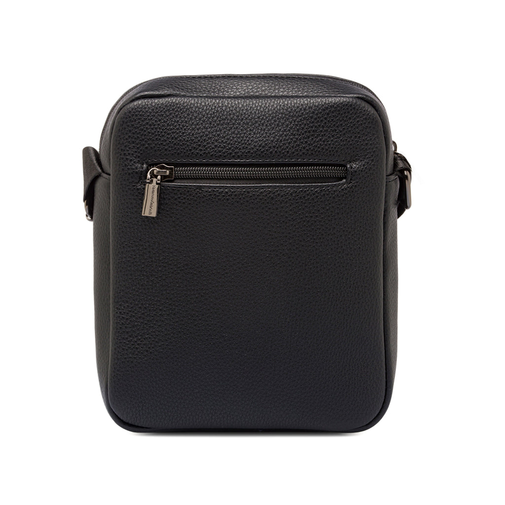 Borsello Nazareno Gabrielli da uomo nero con zip diagonale e tracolla