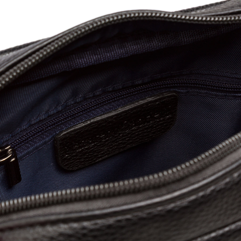 Borsello Nazareno Gabrielli da uomo nero con zip diagonale e tracolla