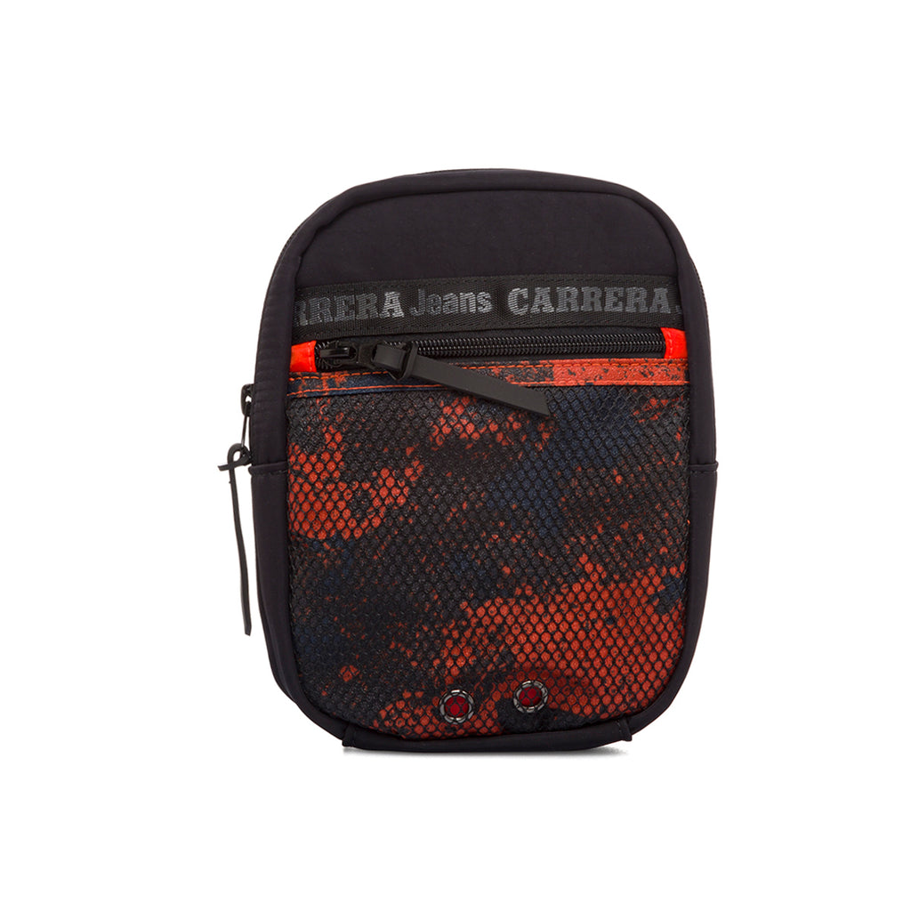 Borsello nero e rosso da uomo con dettaglio rete e tasca esterna Carrera Jeans