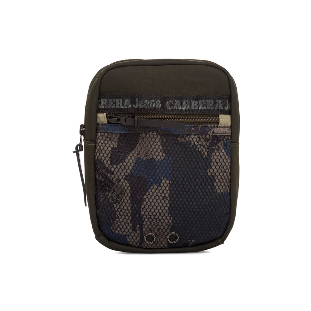 Borsello verde da uomo con dettaglio rete e tasca esterna Carrera Jeans