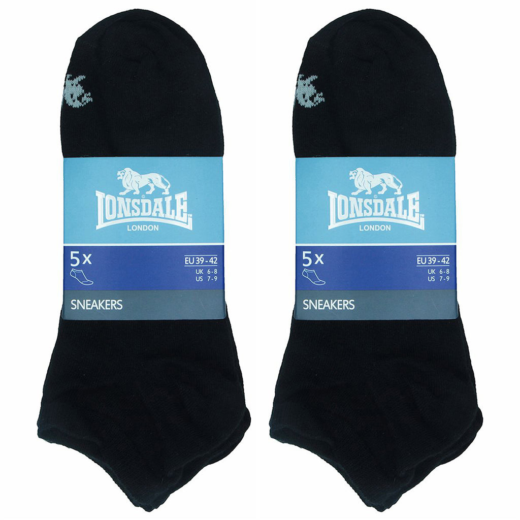 Calzini sportivi corti neri unisex in cotone Lonsdale