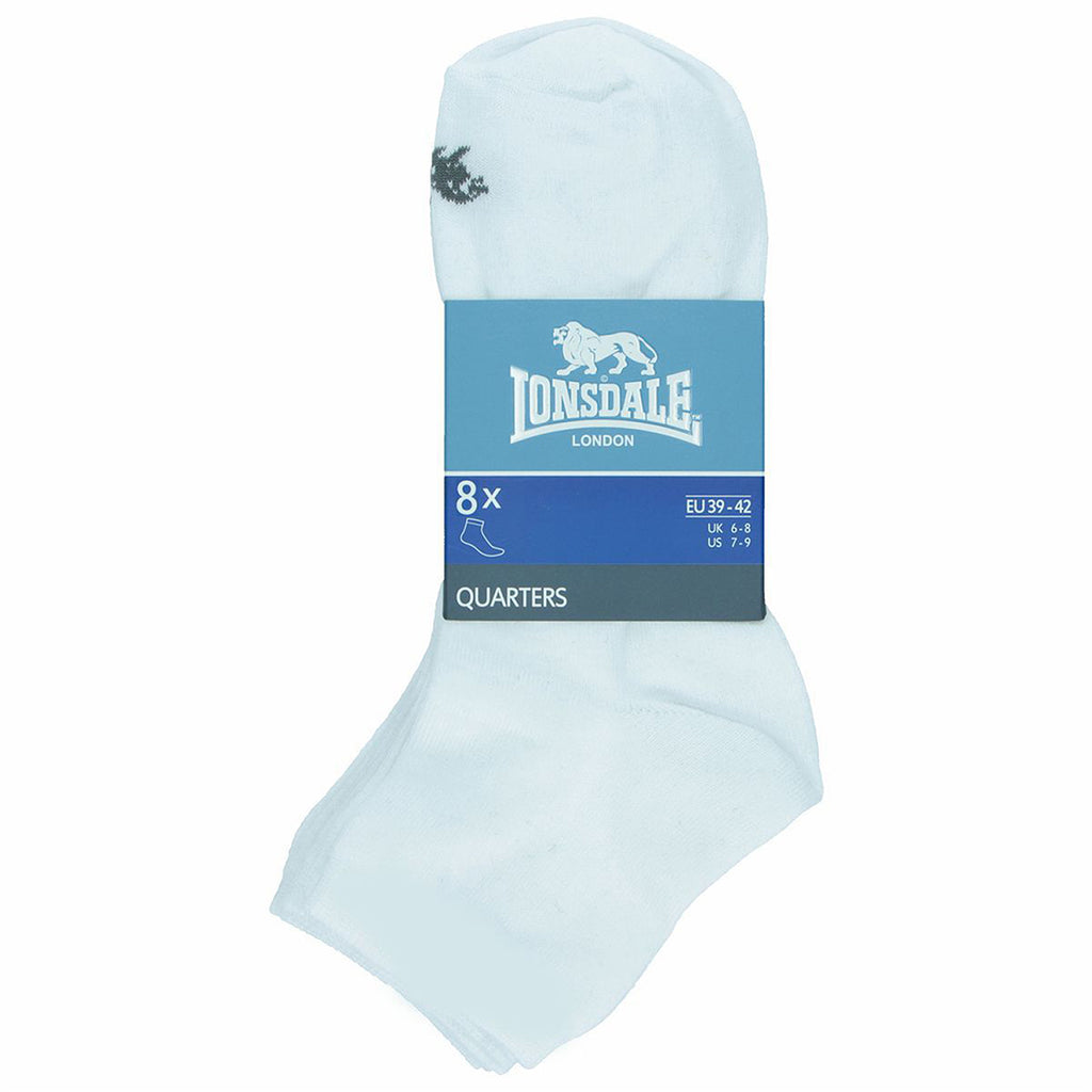 Calzini 8 paia corti bianchi unisex con logo Lonsdale