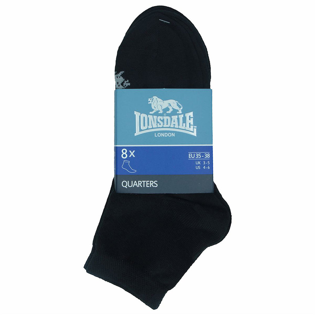 Calzini corti 8 paia neri in cotone unisex Lonsdale