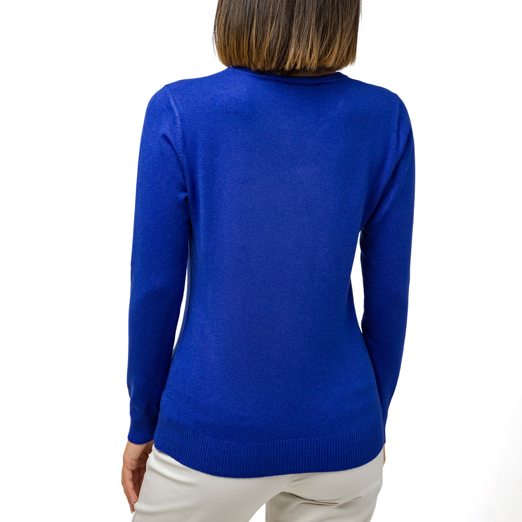 Pullover da donna a girocollo blu elettrico Swish Jeans