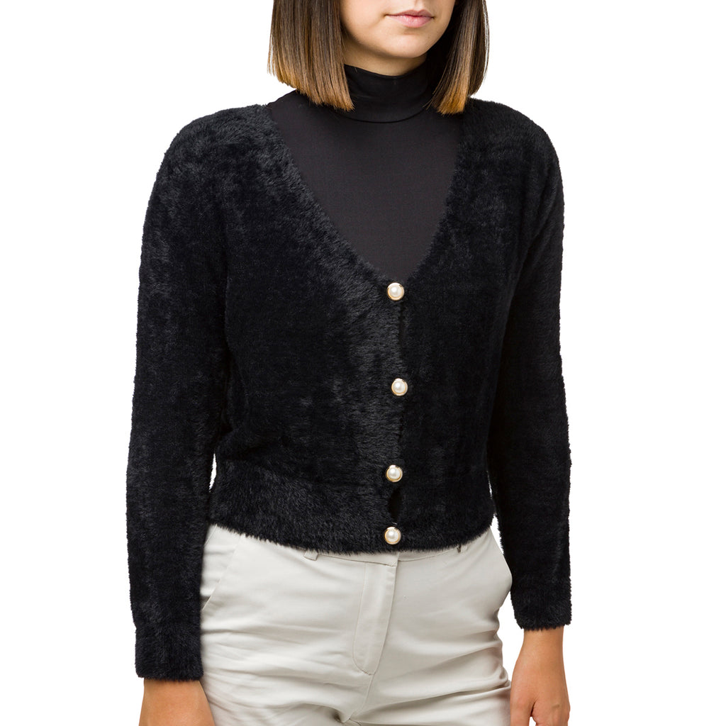 Cardigan donna nero con bottoni Swish Jeans