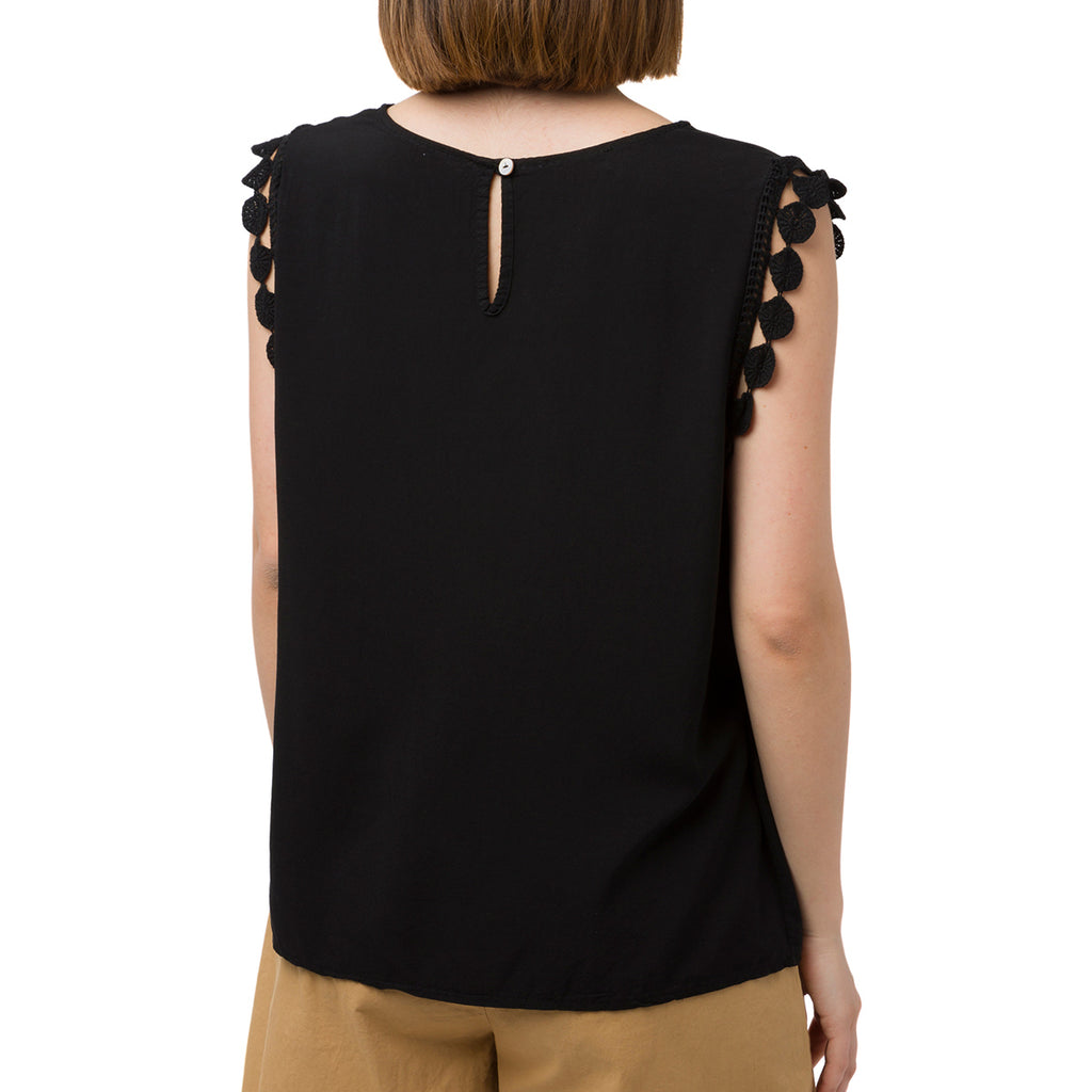 Canotta nera da donna con dettagli effetto uncinetto Swish Jeans