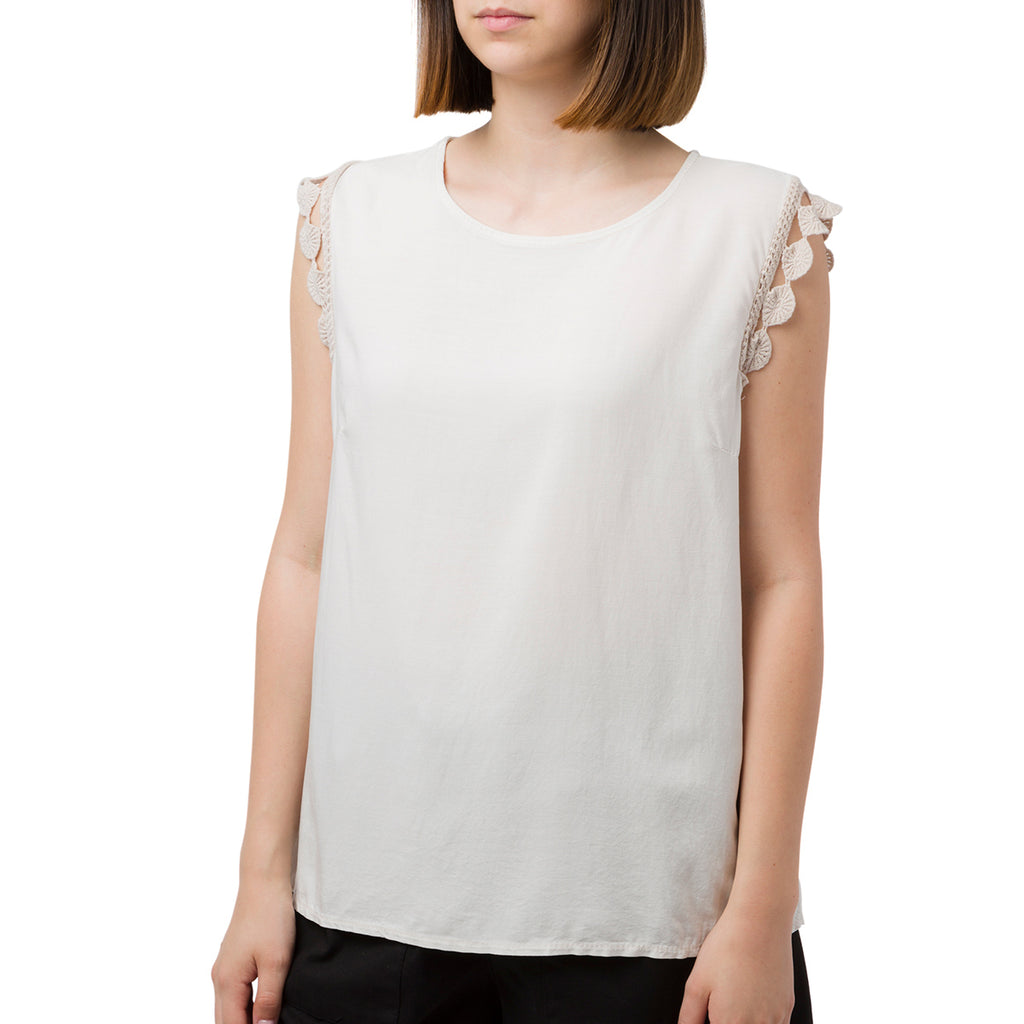 Canotta beige da donna con dettagli effetto uncinetto Swish Jeans