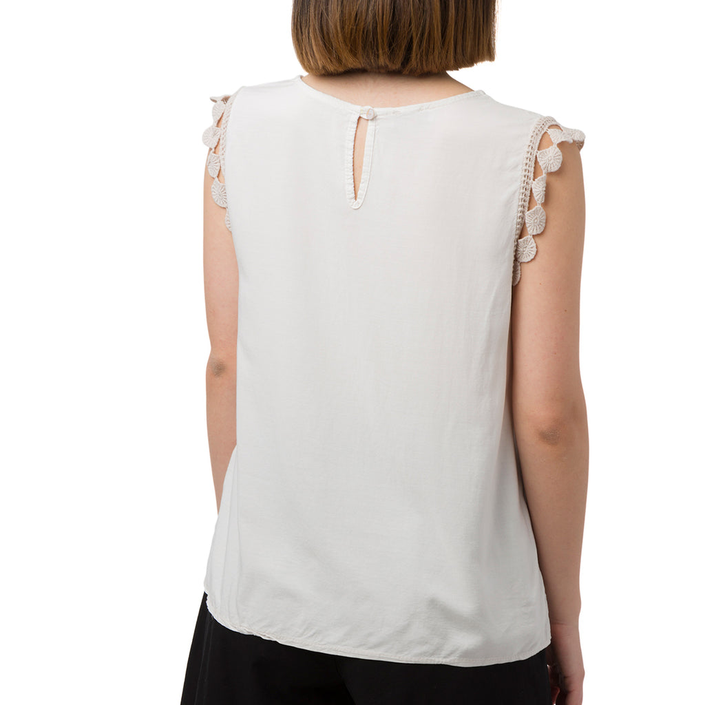Canotta beige da donna con dettagli effetto uncinetto Swish Jeans