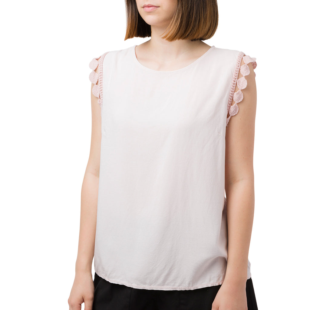 Canotta rosa pastello da donna con dettagli effetto uncinetto Swish Jeans