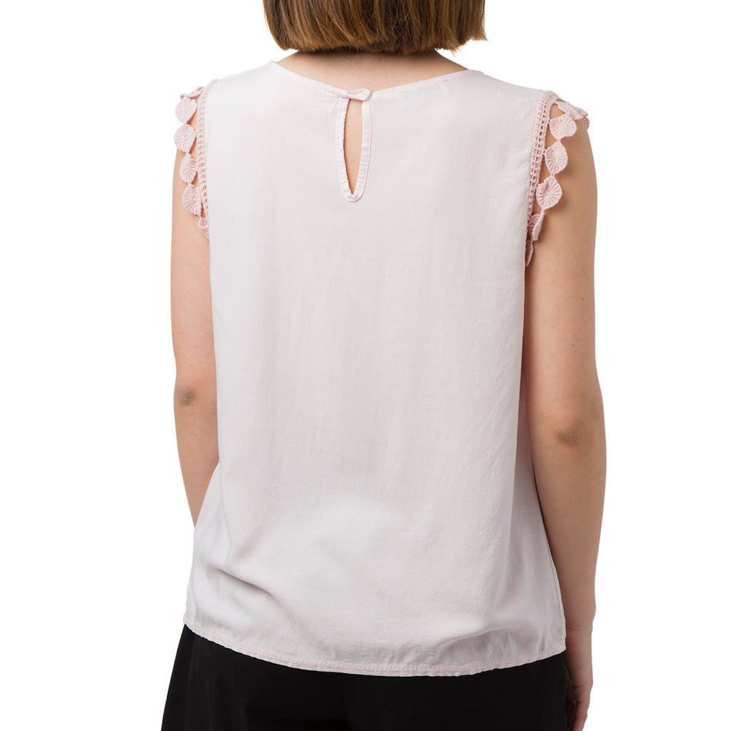 Canotta rosa pastello da donna con dettagli effetto uncinetto Swish Jeans
