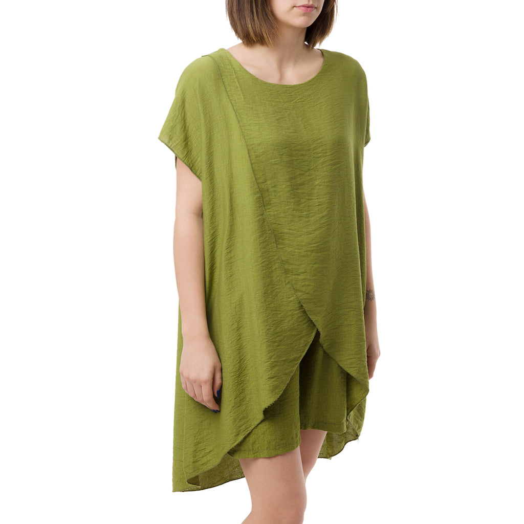 Camicia Over Verde da Donna a Maniche Corte con fondo svasato Swish Jeans