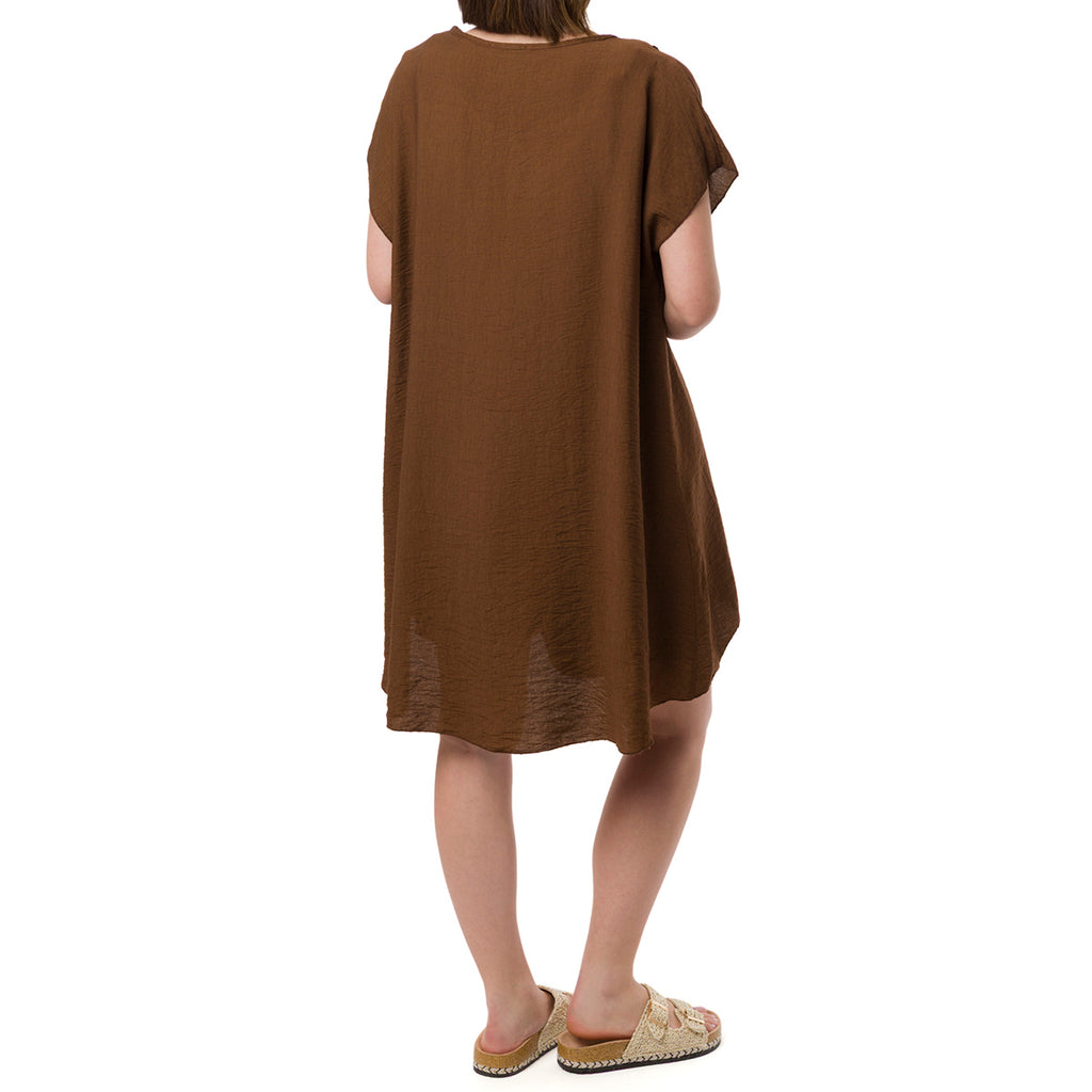 Camicia Over Marrone da Donna a Maniche Corte con fondo svasato Swish Jeans