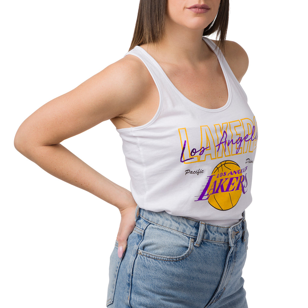 Canotta sportiva bianca da Donna in Cotone con stampa LA Lakers NBA
