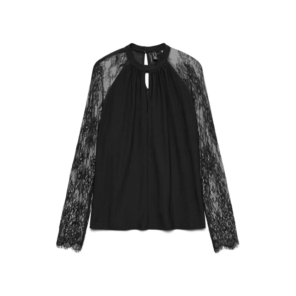 Camicia blusa nera da Donna con maniche in pizzo Vero Moda