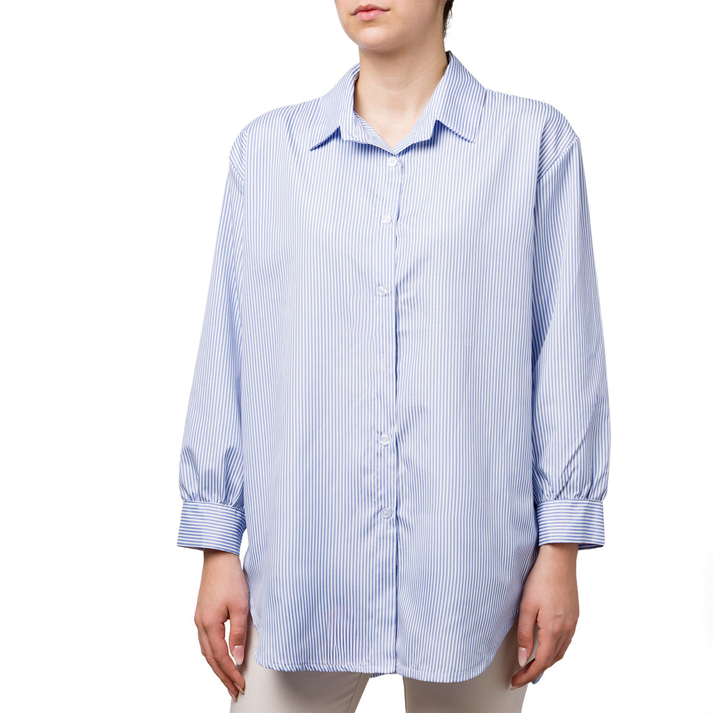 Camicia a righe bianca e azzurra da donna Swish Jeans