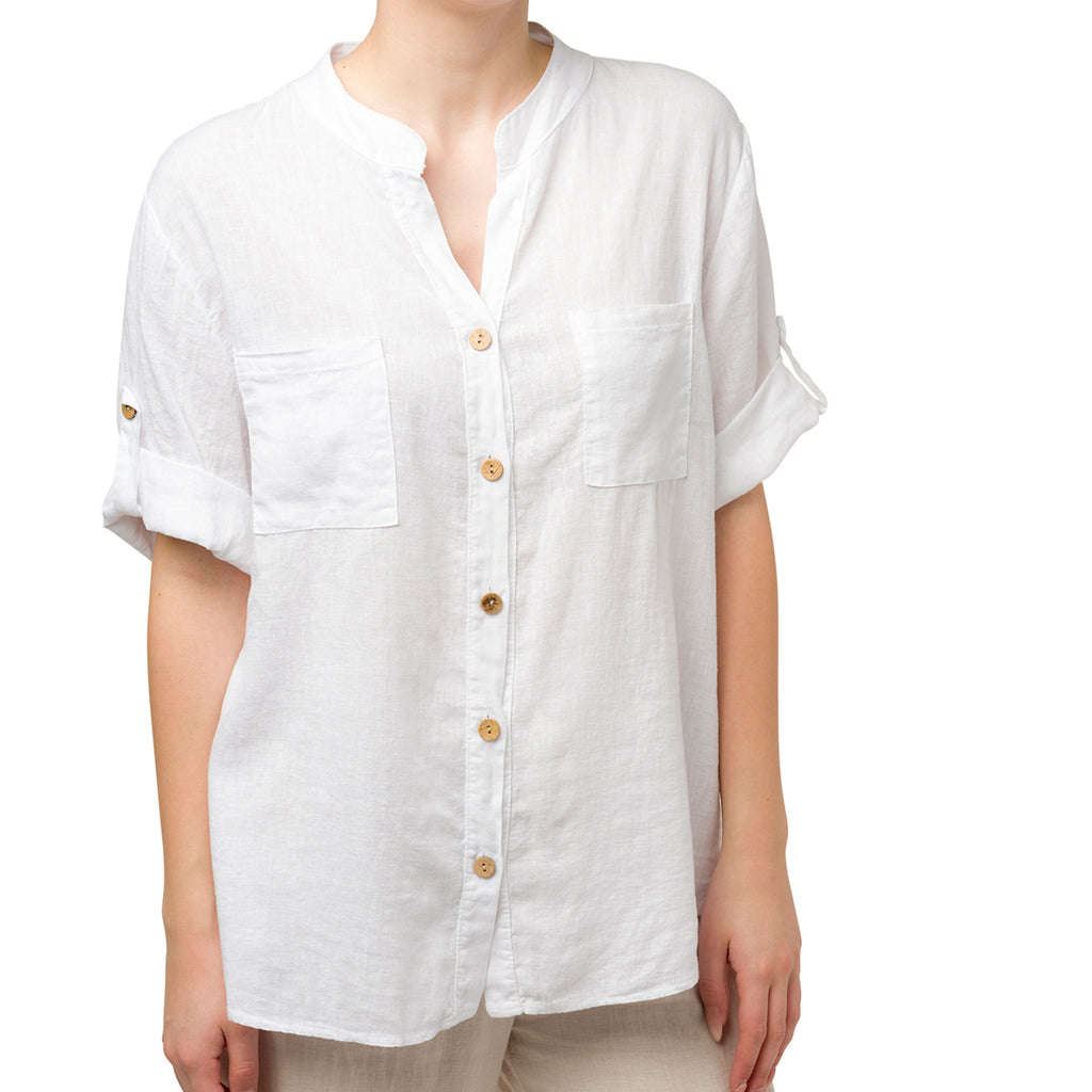 Camicia da donna misto lino bianca Swish Jeans