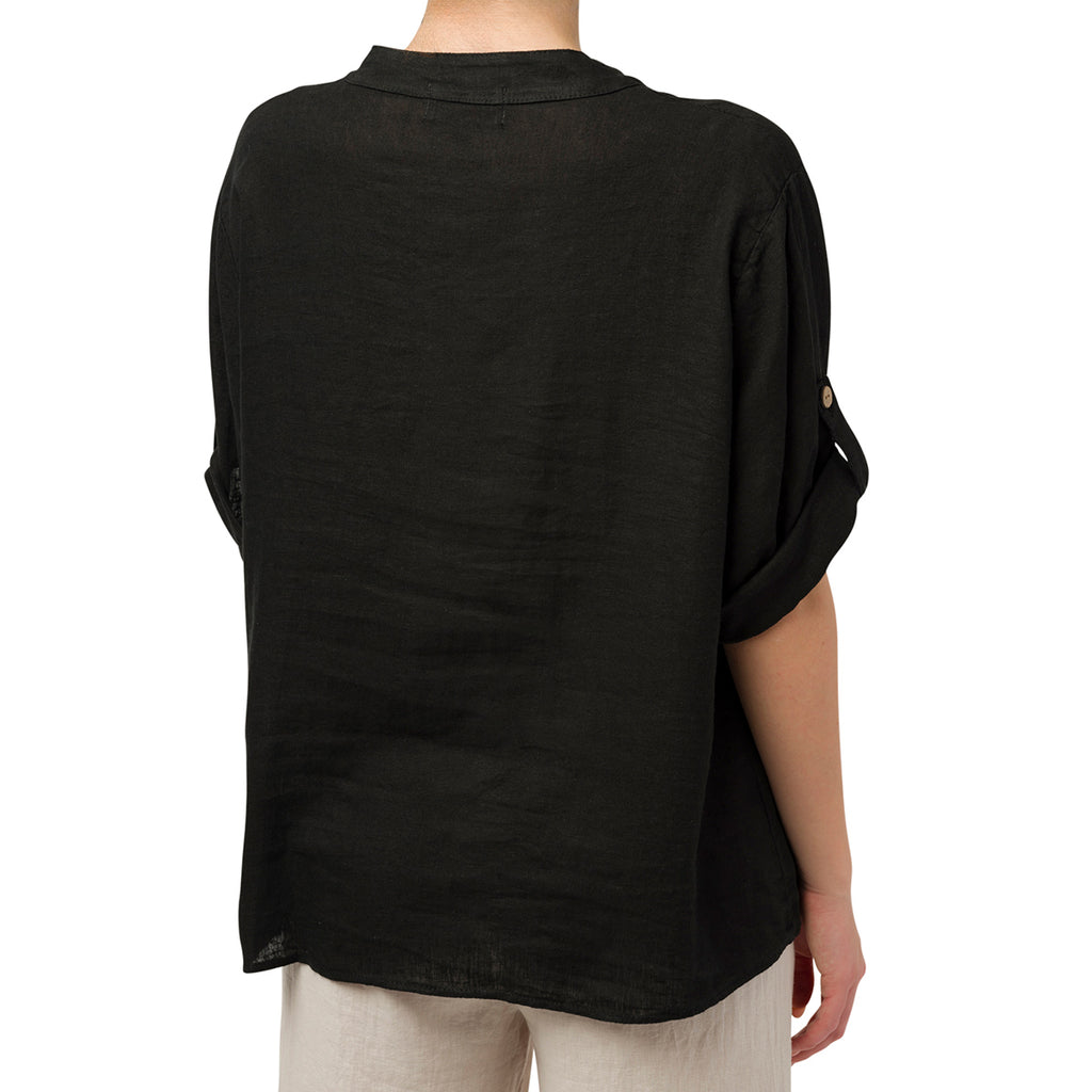 Camicia da donna misto lino nera Swish Jeans