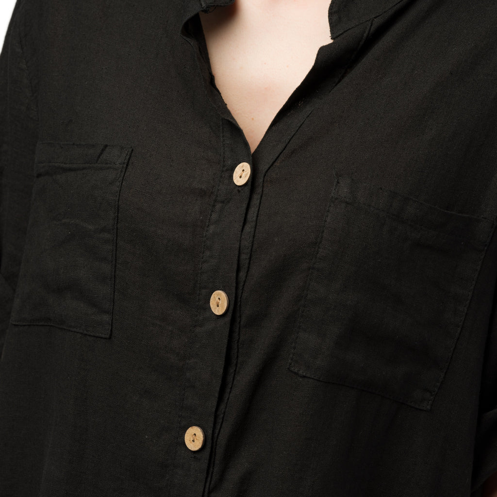 Camicia da donna misto lino nera Swish Jeans