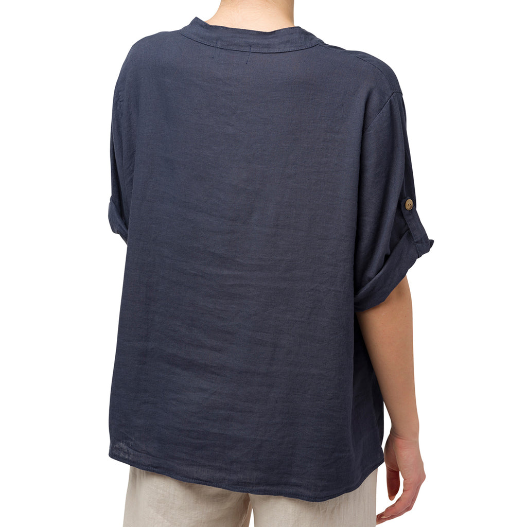 Camicia da donna misto lino blu Swish Jeans