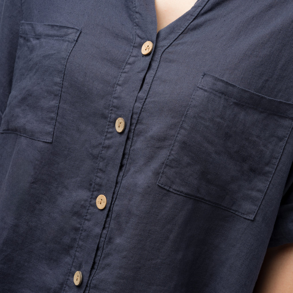 Camicia da donna misto lino blu Swish Jeans