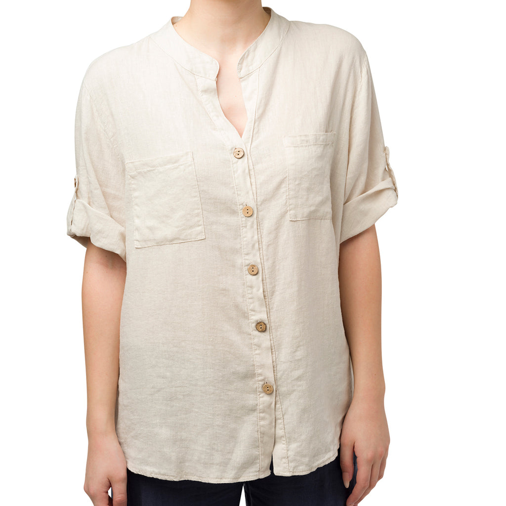 Camicia da donna misto lino beige Swish Jeans