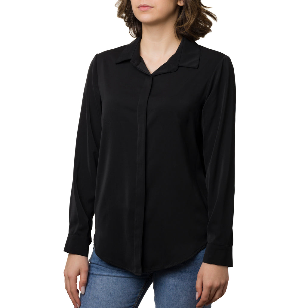 Camicia da donna nera in tessuto velato Swish Jeans