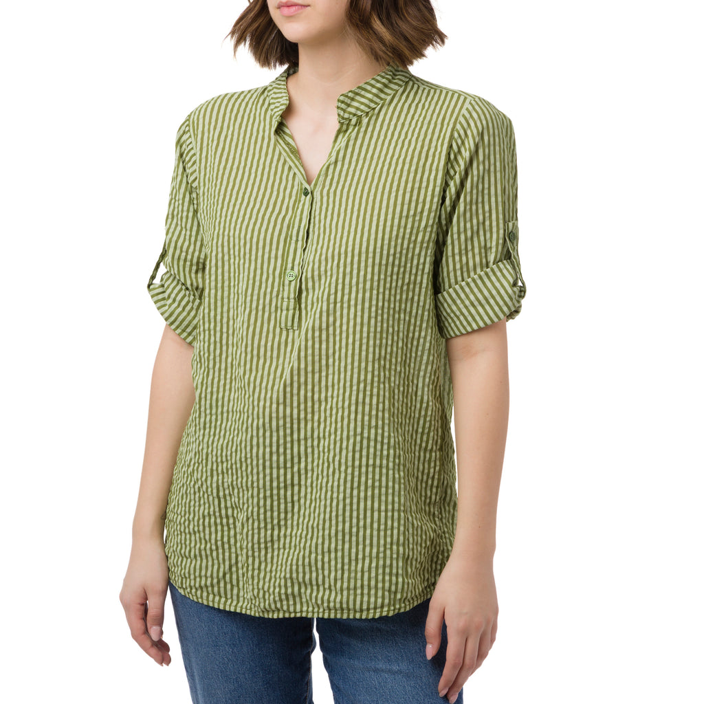 Camicia da Donna a righe Verde chiaro e scuro in cotone Swish Jeans