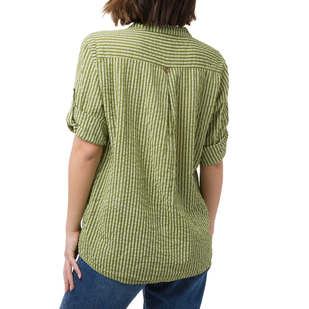 Camicia da Donna a righe Verde chiaro e scuro in cotone Swish Jeans