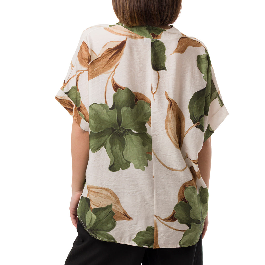 Camicia Verde da Donna con collo alla Coreana e fantasia floreale Swish Jeans